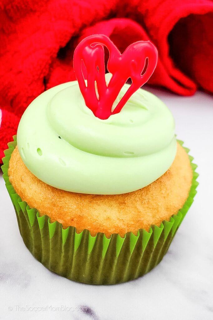 A Completed Grinch Cupcake