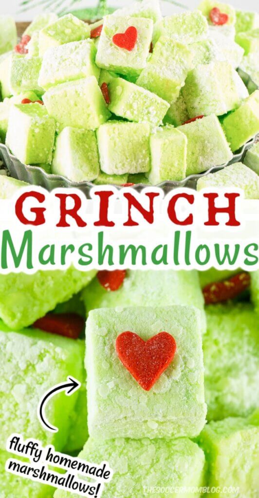 green marshmallow squares, inspired by the Grinch