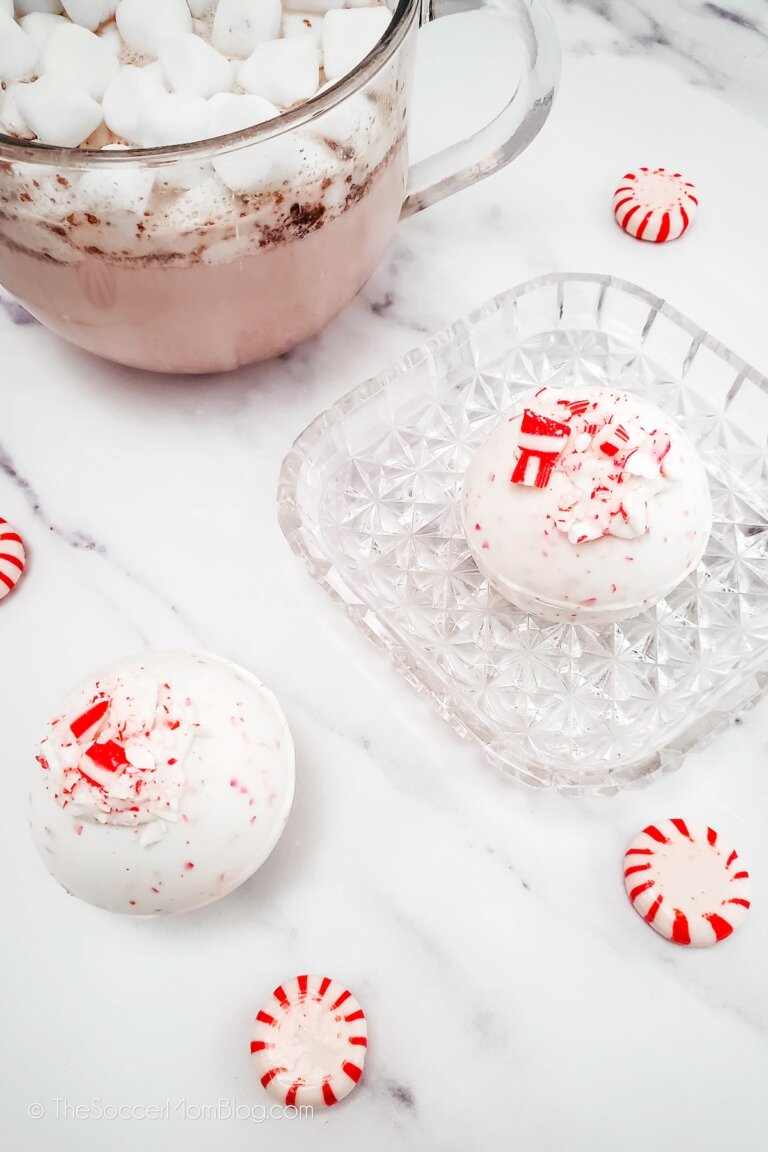Peppermint Hot Chocolate Bombs - The Soccer Mom Blog