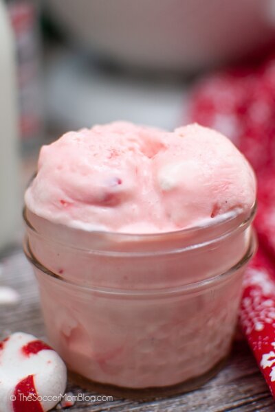 Peppermint Ice Cream served in a jar