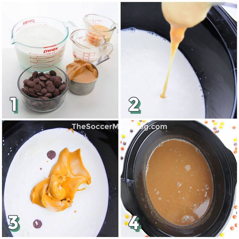 step by step photos for making peanut butter hot chocolate 