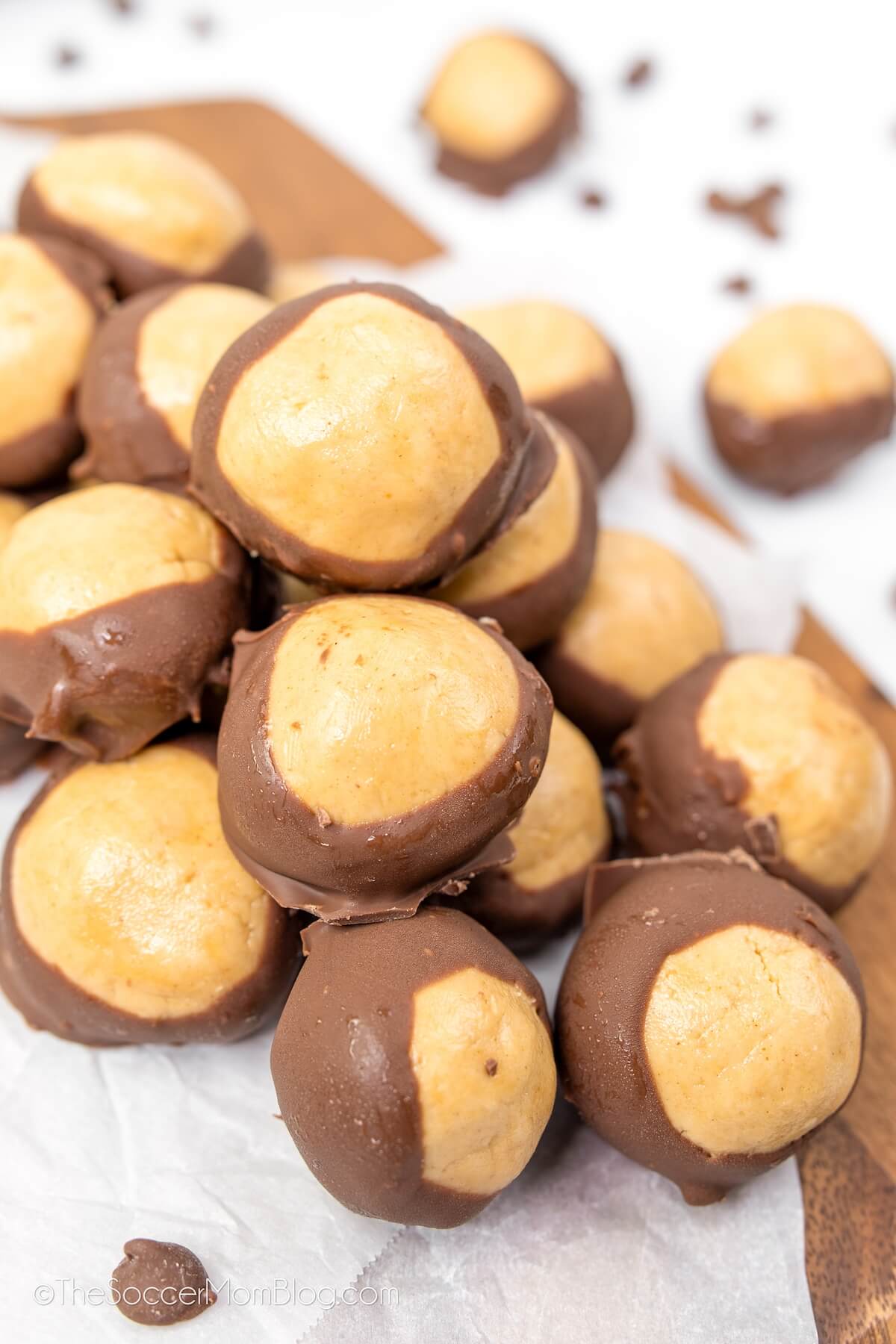 peanut butter balls dipped in chocolate.