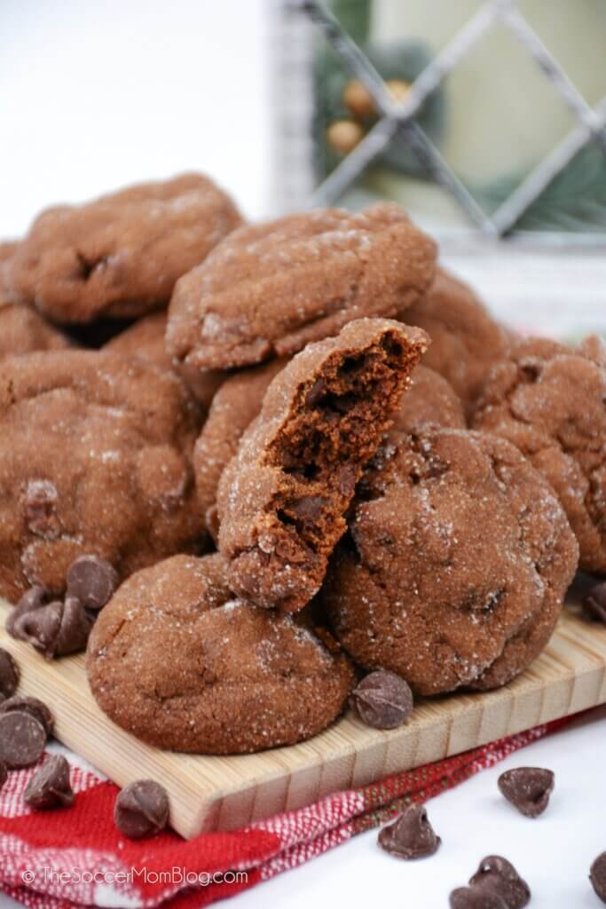 plate of chocolate gingerbread cookies coated in sugar