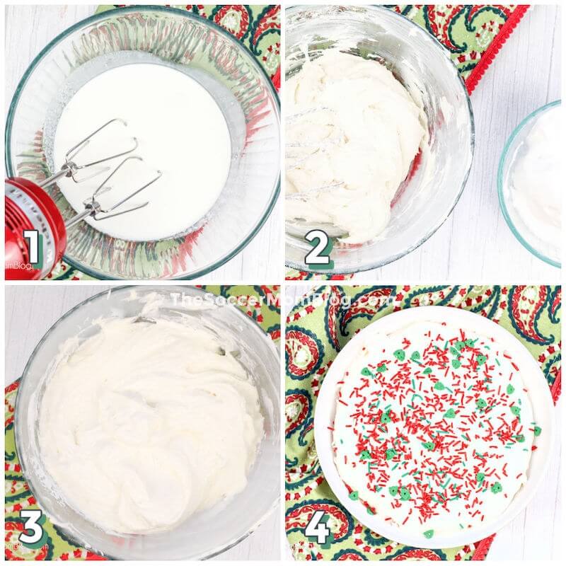 step by step photo collage showing how to make sugar cookie dip