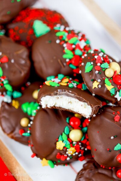 plate of holiday themed peppermint patties