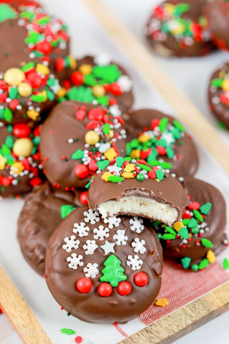 plate of Christmas decorated peppermint patty candy
