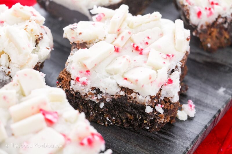 brownies with white chocolate peppermint frosting