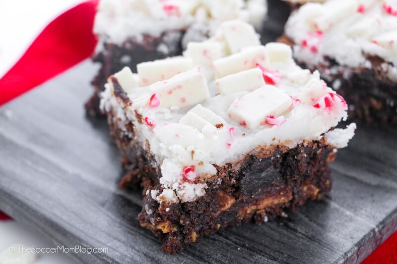 Finished Peppermint Bark Brownies close up
