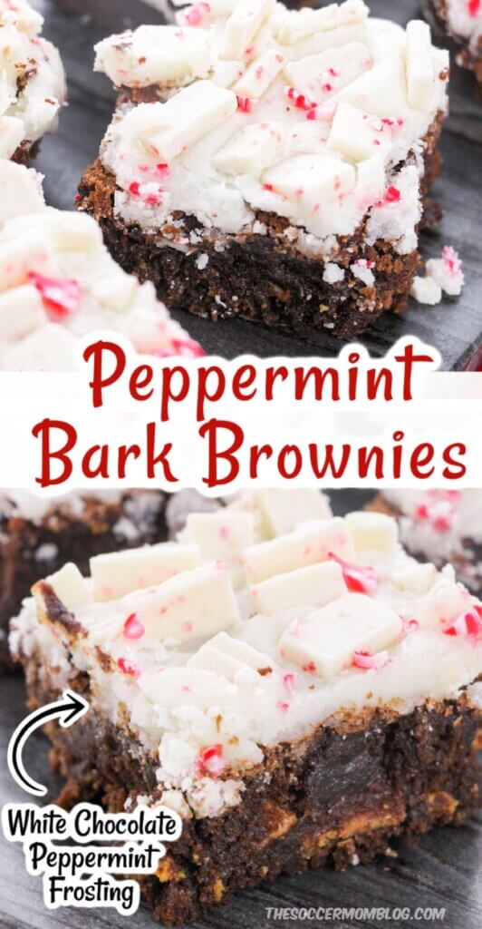 brownies with white chocolate peppermint frosting (2 images)