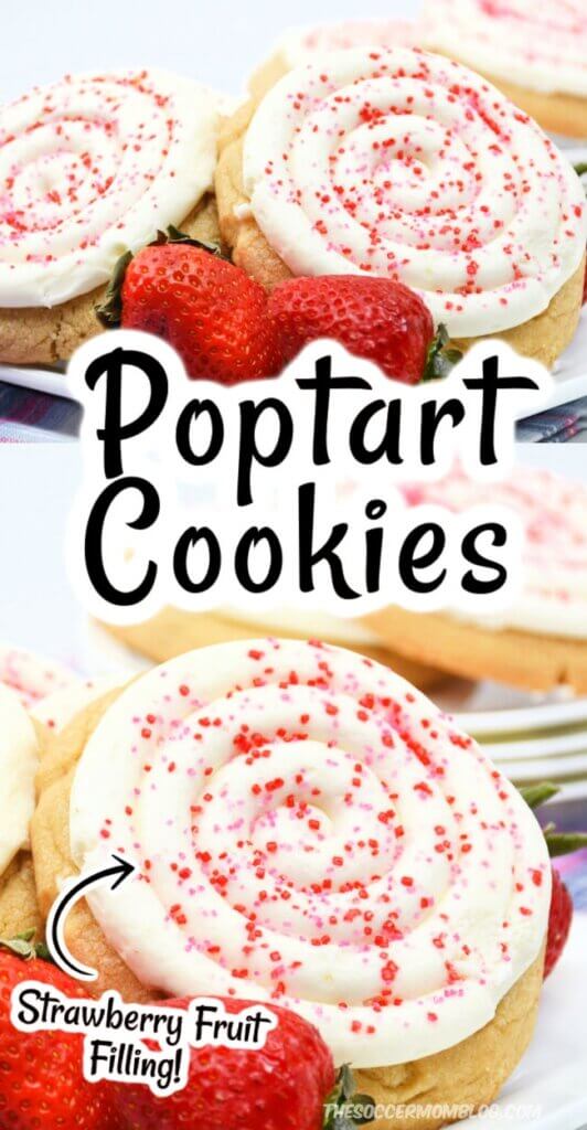 2 photo collage of pop tart inspired cookies; text overlay "Pop Tart Cookies"