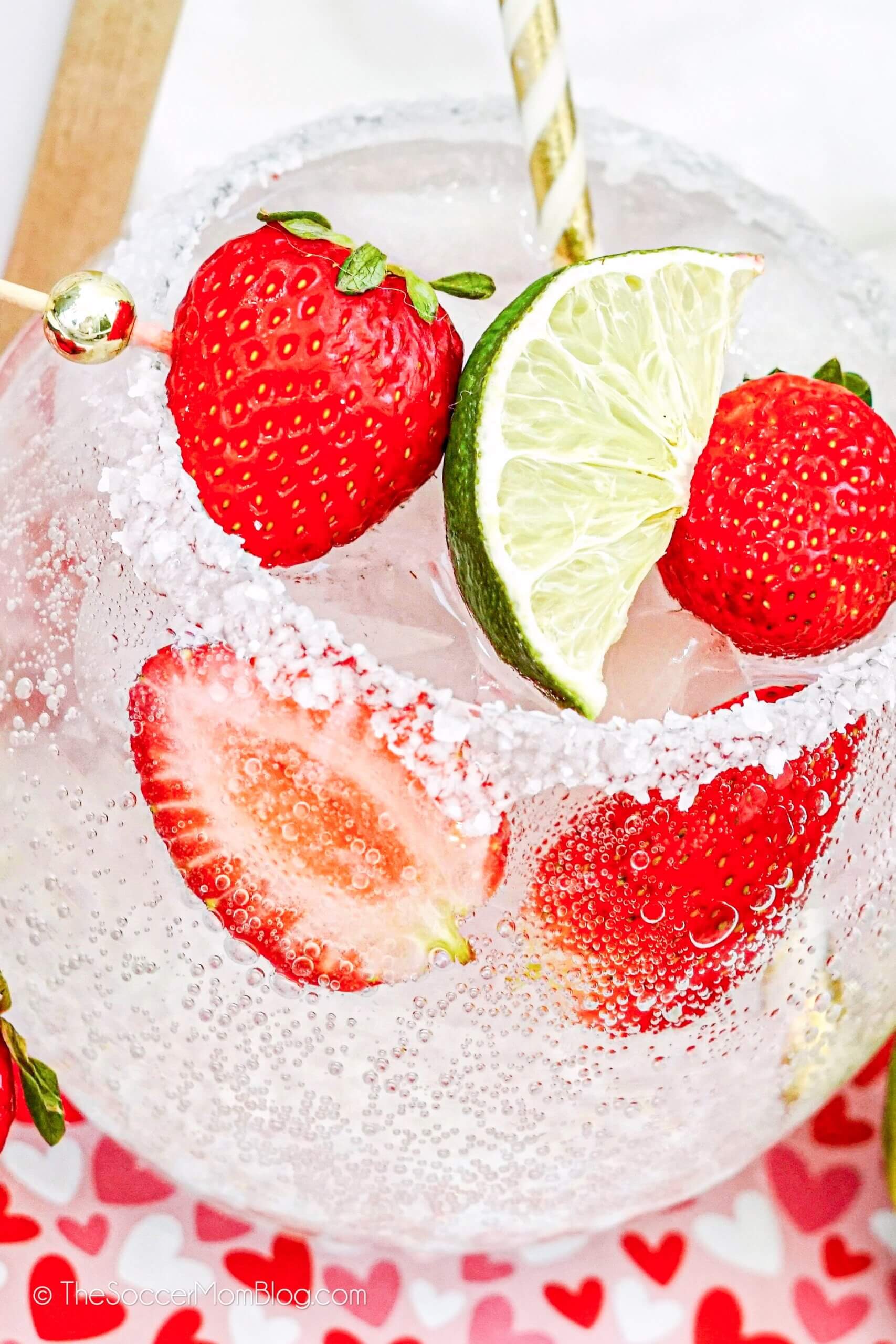 tequila cocktail with strawberries