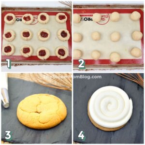 step by step photo collage showing how to make pop tart filled cookies