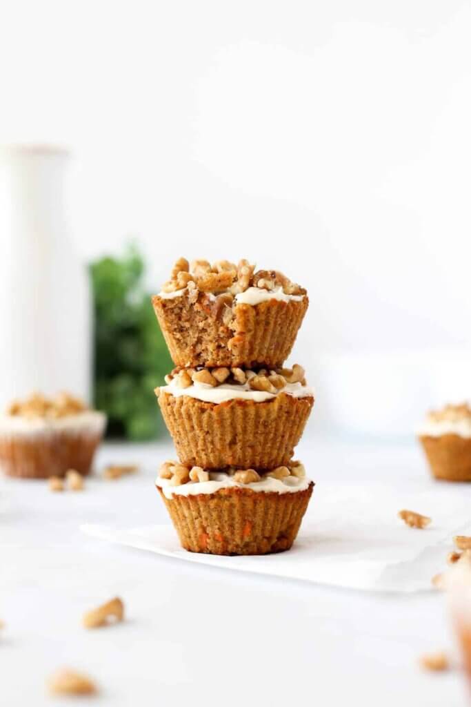 carrot mini muffins stacked