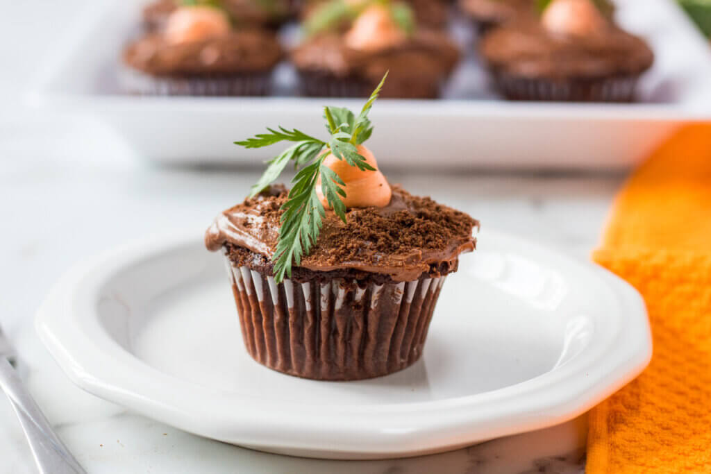 chocolate "carrot patch" cupcakes