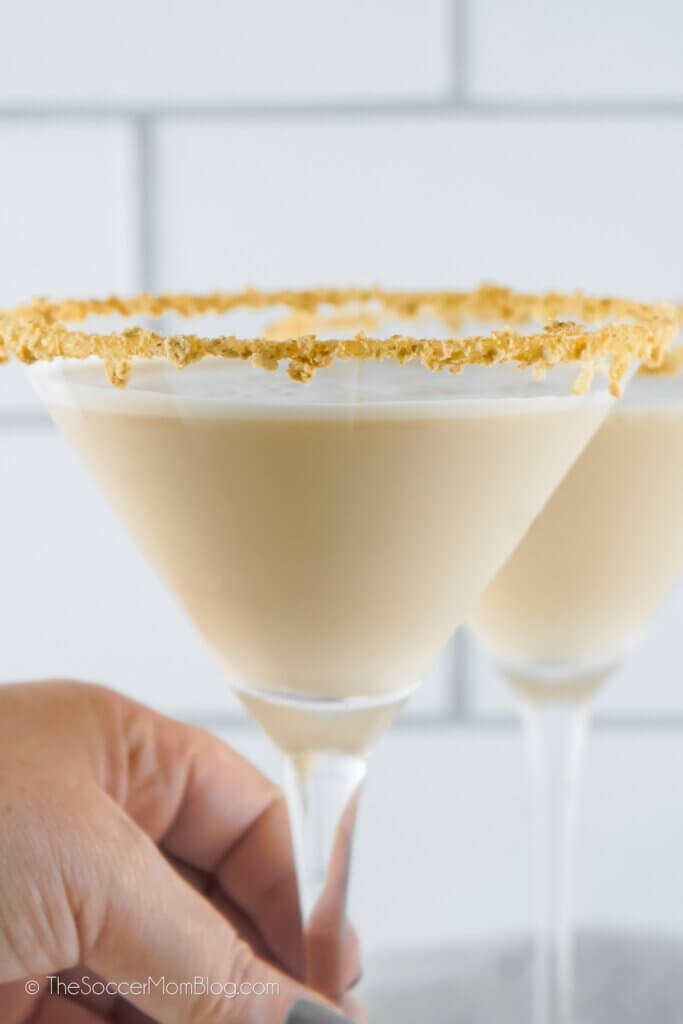 Cheesecake Martini in a rimmed glass