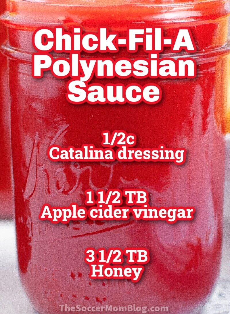 close up of a jar of homemade Polynesian sauce with ingredients listed