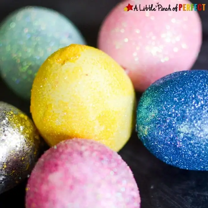 glitter covered Easter eggs