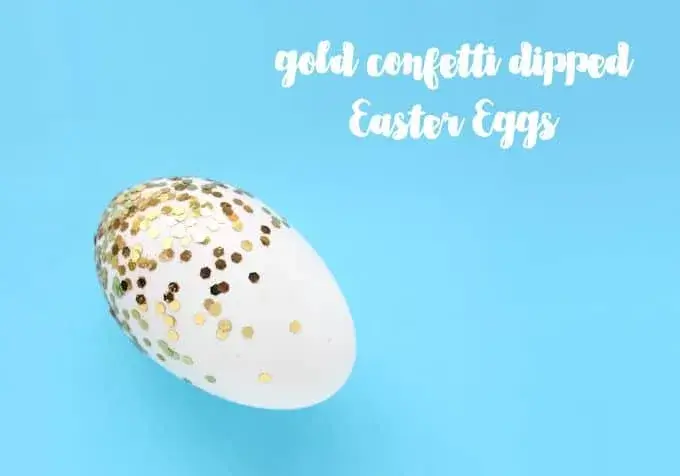 white egg with gold confetti