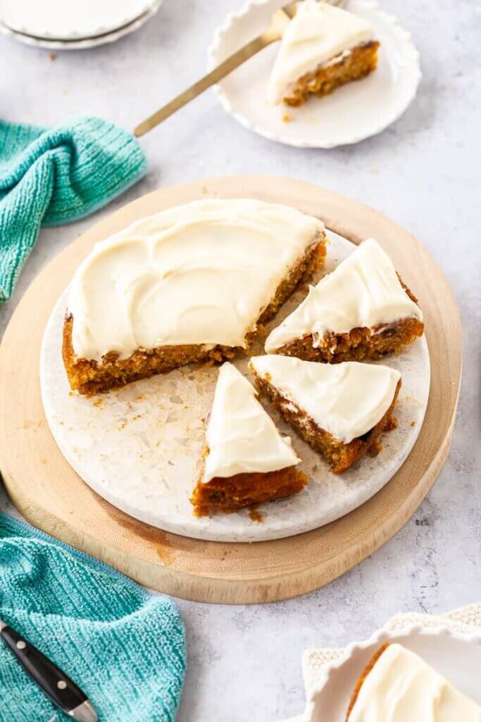 gluten free carrot cake cut into slices