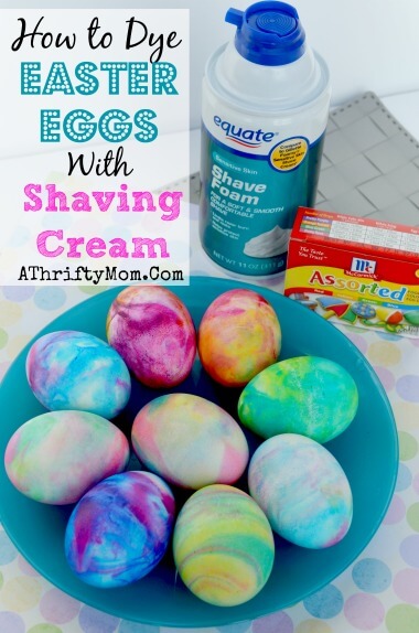 eggs decorated with shaving cream dye