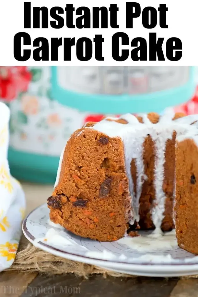 small carrot bundt cake in front of Instant Pot