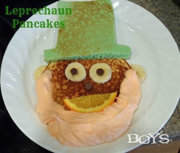 pancakes decorated to look like a leprechaun