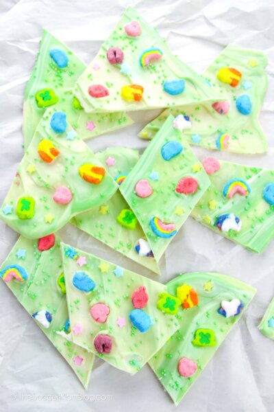 Lucky Charms Bark on parchment paper