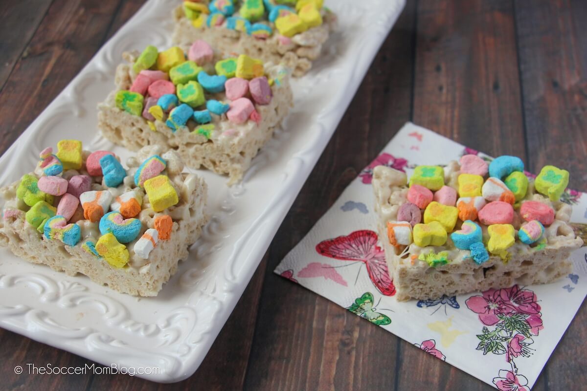 plate of Lucky Charms cereal treats