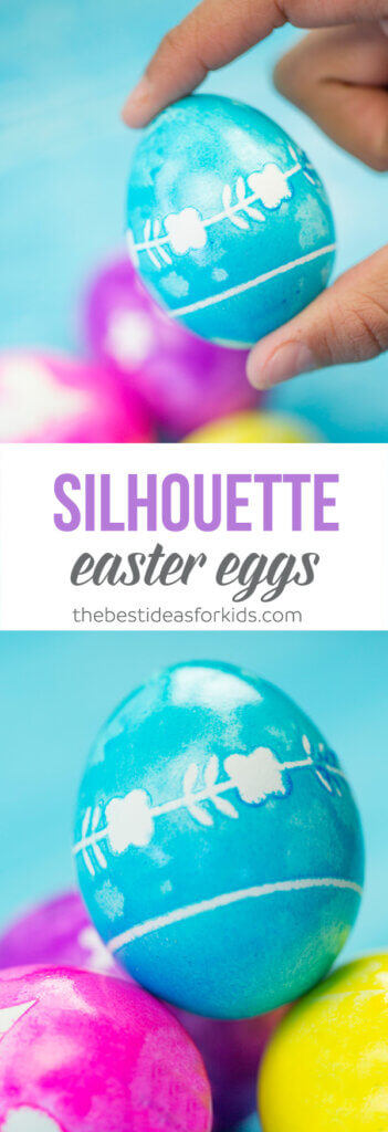 Easter eggs with white silhouette designs