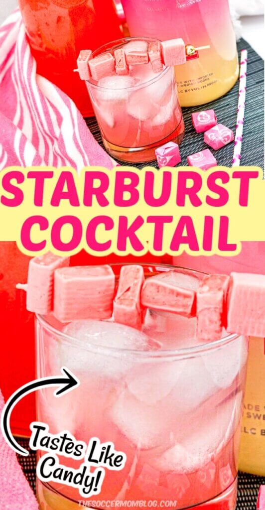 bright pink cocktail; text overlay "Starburst Cocktail"