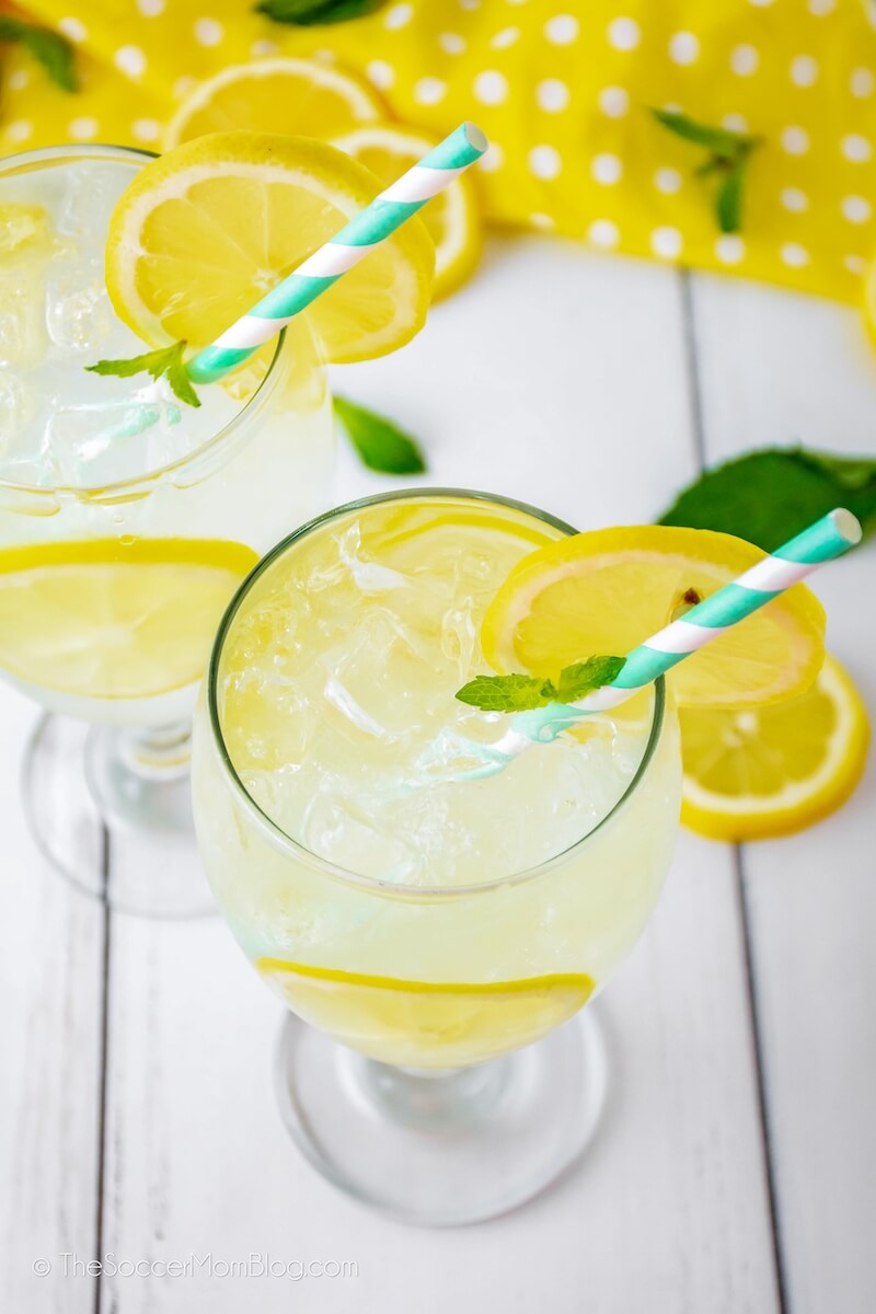White Claw lemonade cocktails, viewed from above