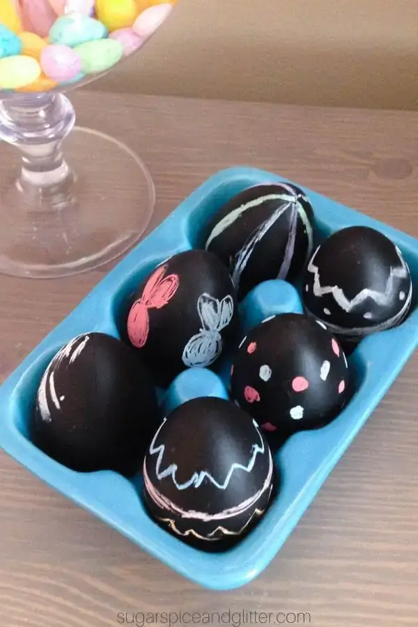 chalkboard coated Easter eggs
