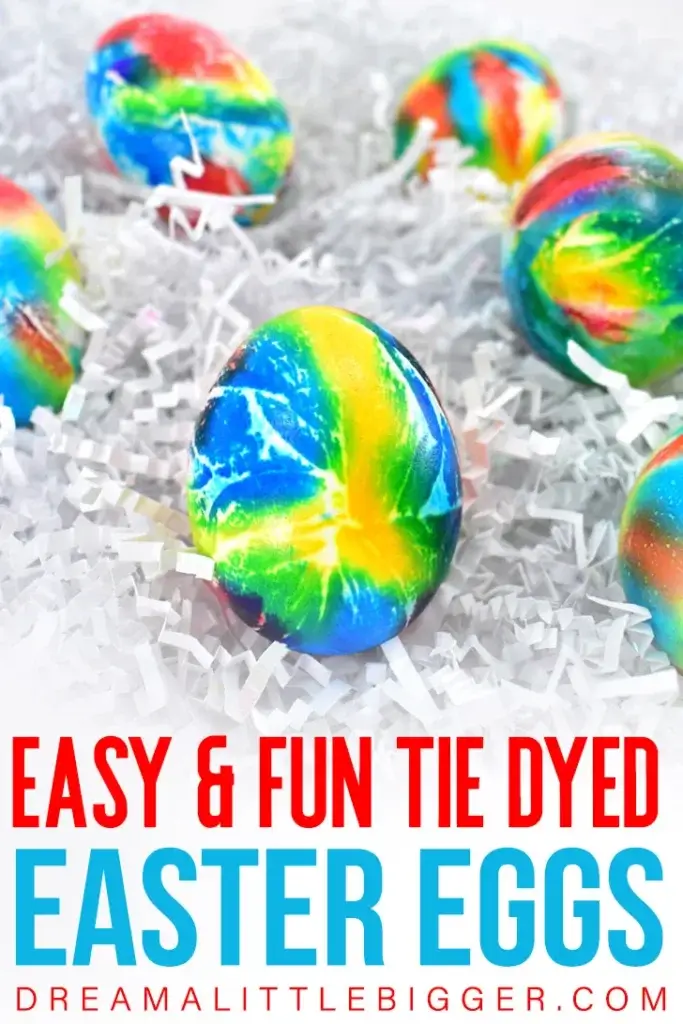 tie dyed eggs in bright primary colors