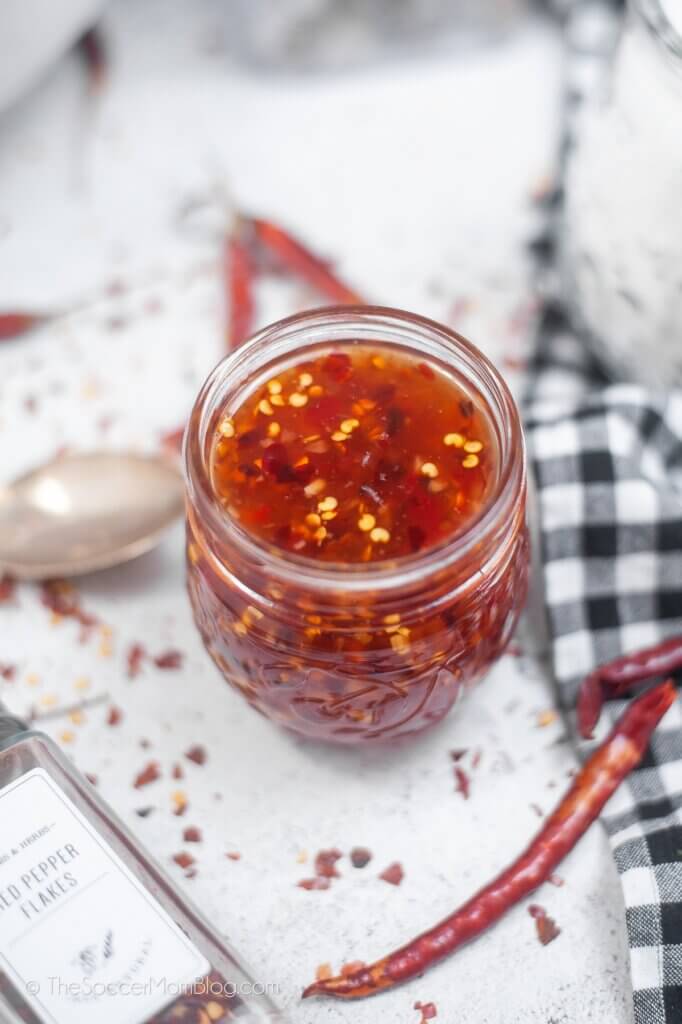 Homemade Sweet Chili Sauce in a glass jar