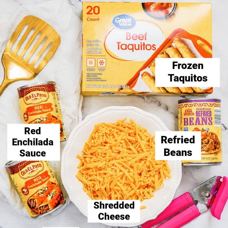 taquito enchilada ingredients, labeled