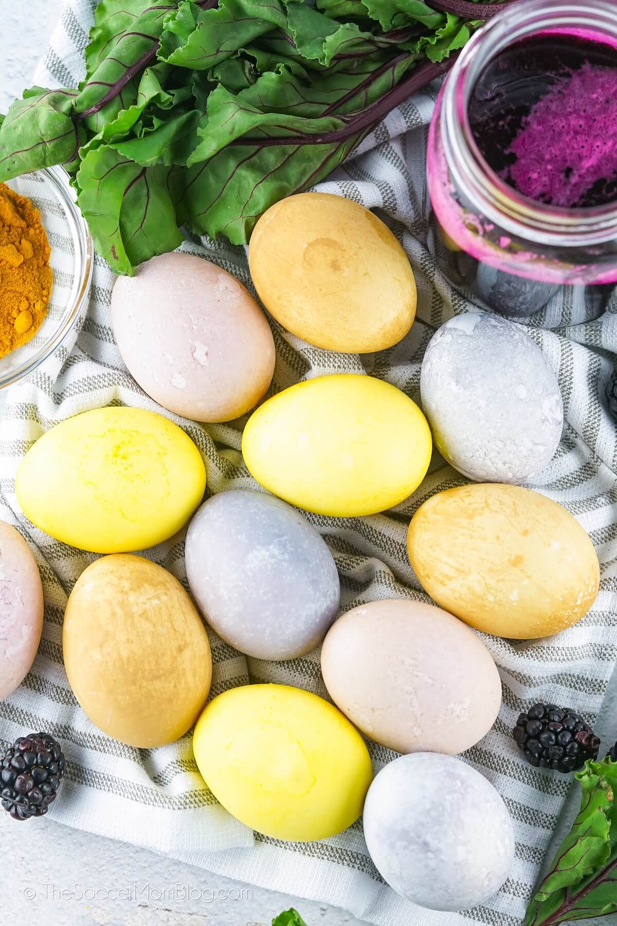 rainbow eggs made with natural homemade dyes