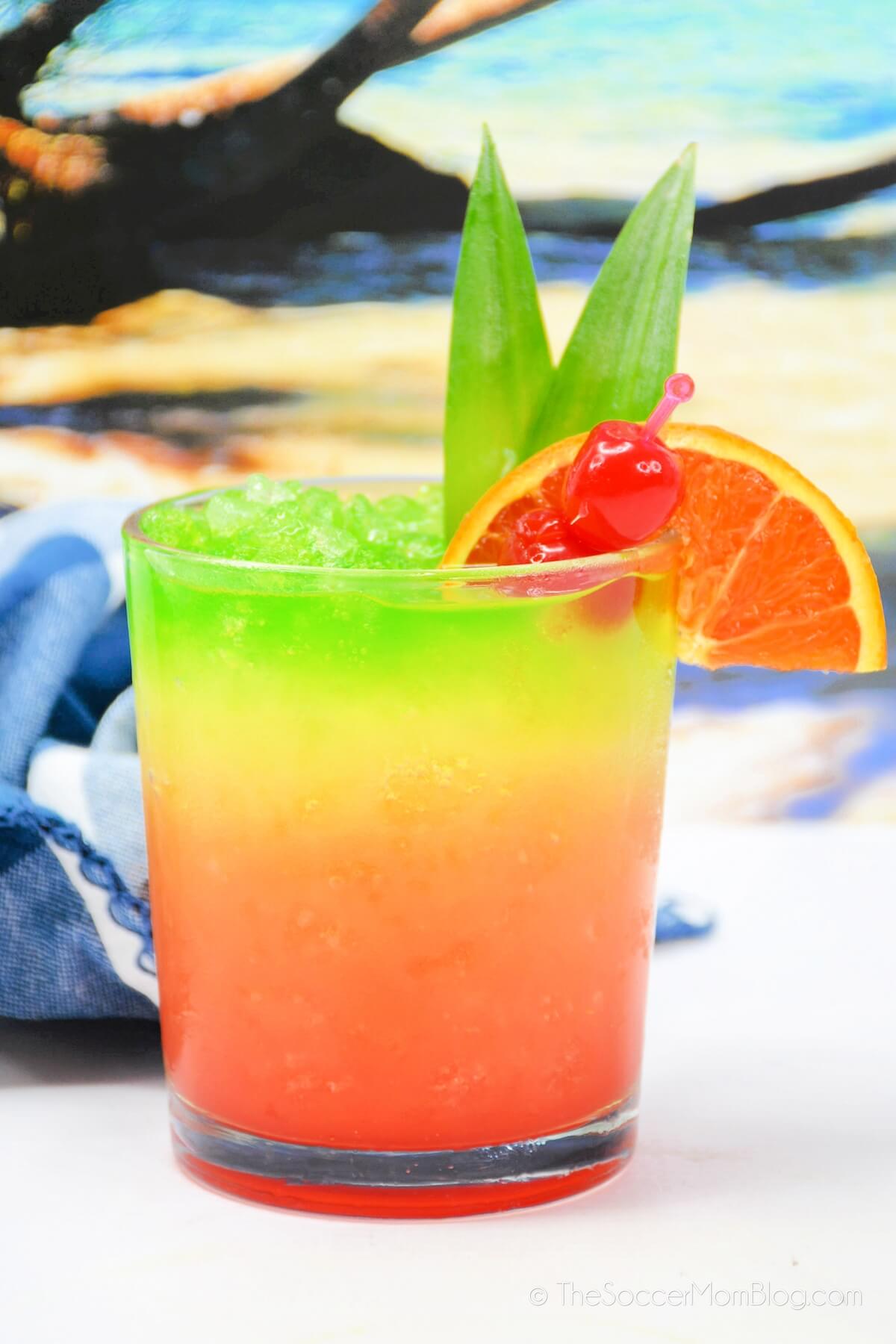 layered Bob Marley drink in tropical colors