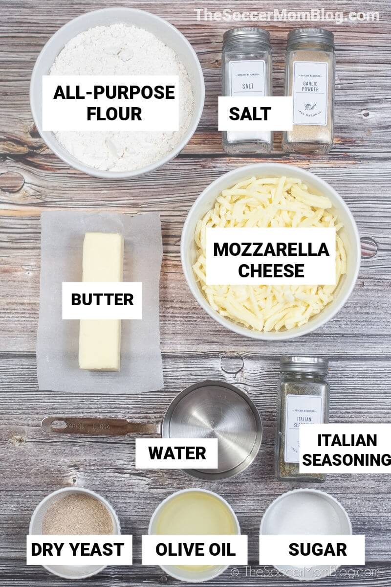 labeled cheese bread ingredients