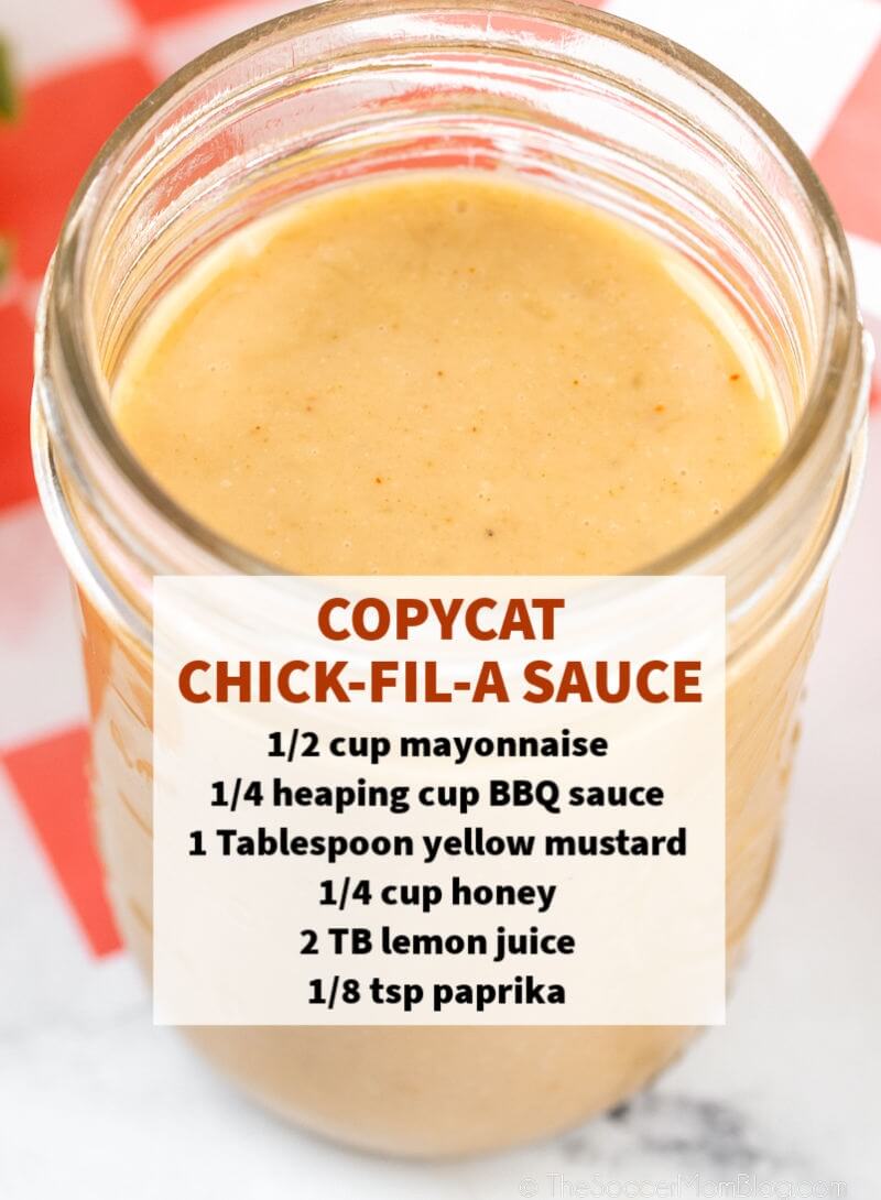 jar of homemade Chick-Fil-A Sauce with ingredients listed on jar