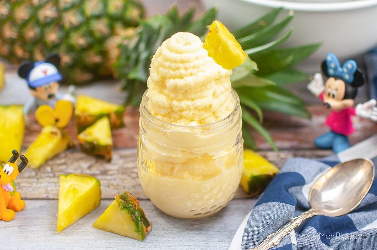 homemade Disney Dole Whip with figurines in background