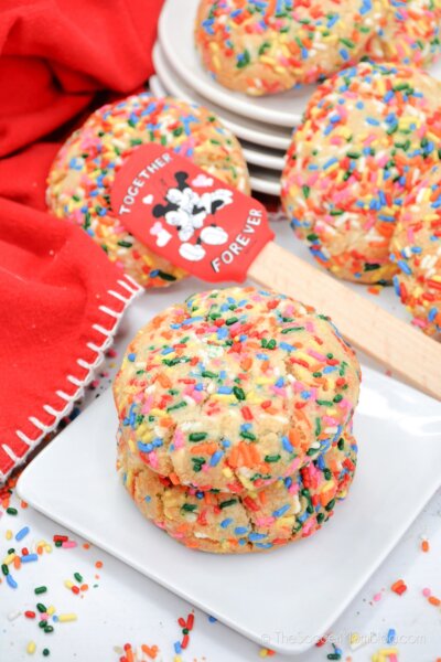 Funfetti Cookies on a white plate
