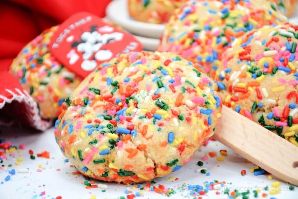 Close up of Sprinkle Funfetti Cookies