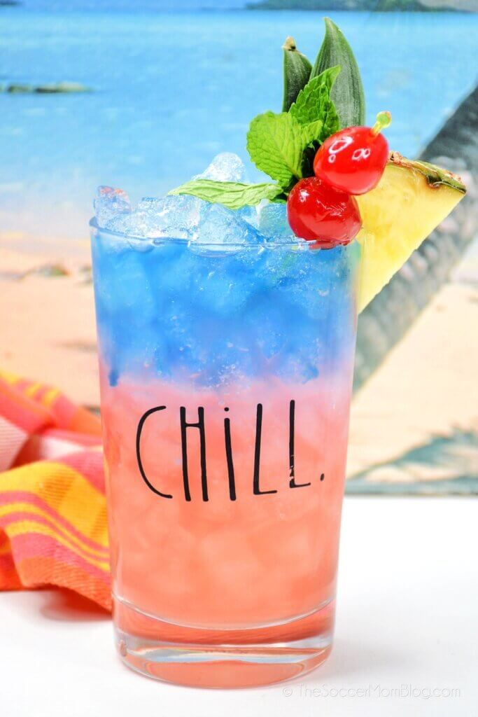 pink and blue layered tropical drink