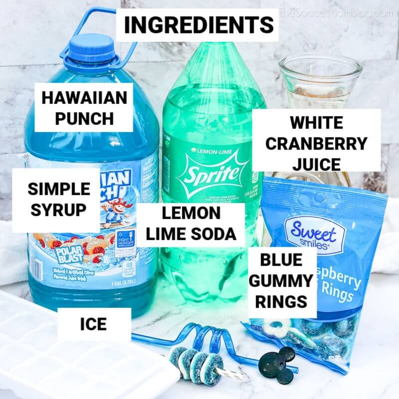 Cinderella Cooler Mocktail ingredients, with text labels