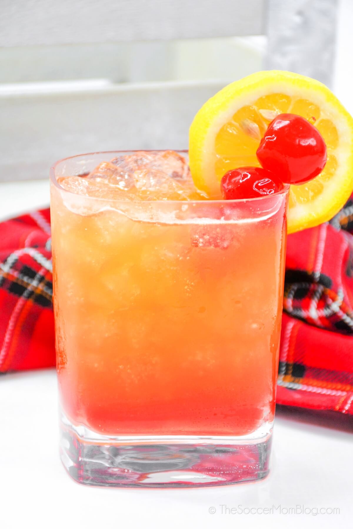 red, orange, and yellow layered Fireball cocktail