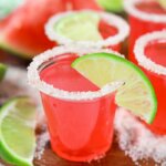 watermelon margarita jello shots with salt and lime