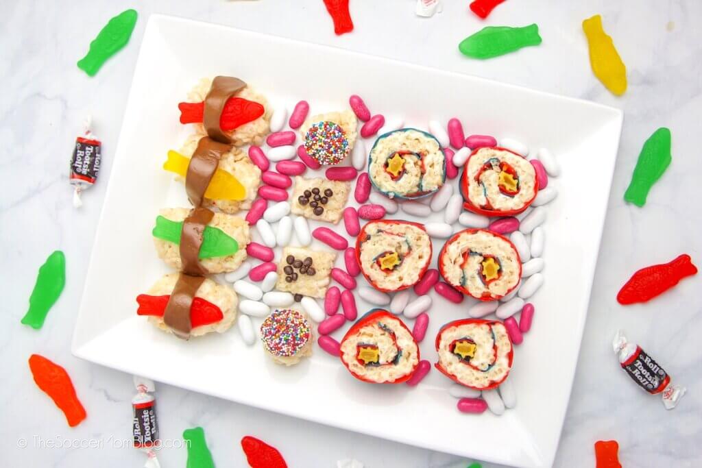 plate of candy sushi treats