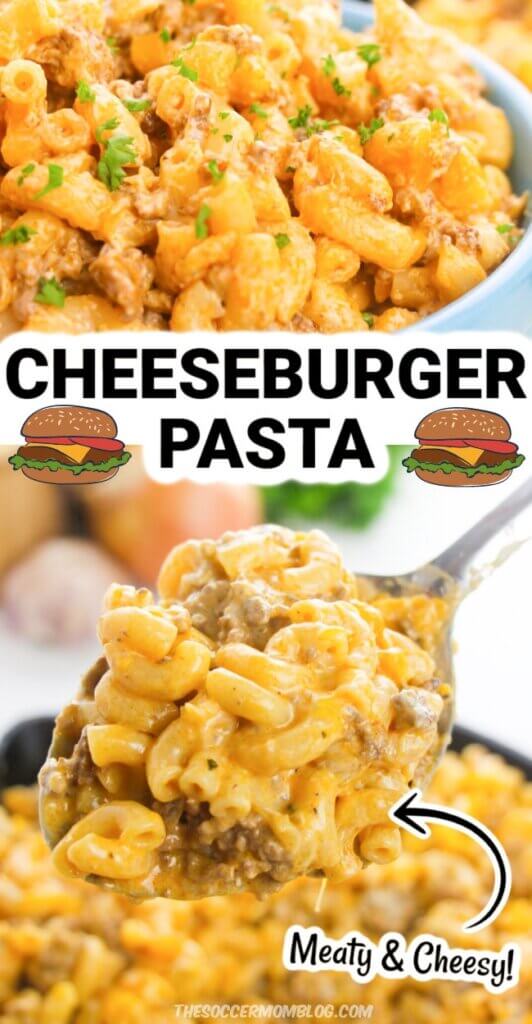 Cheeseburger Mac Pinterest Image,, 2 photo collage