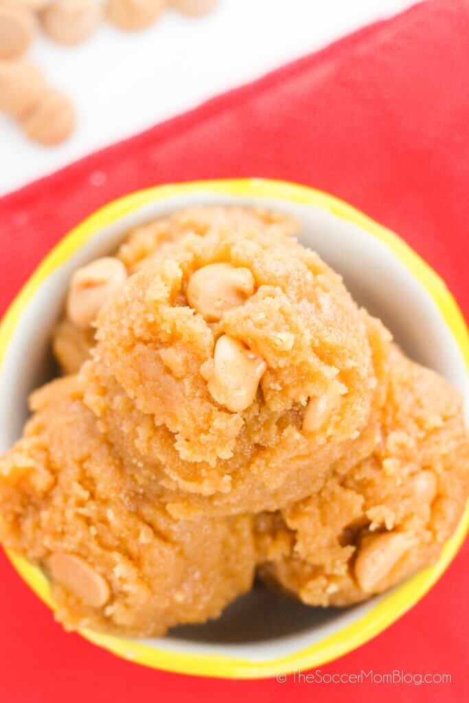 bowl of edible peanut butter cookie batter