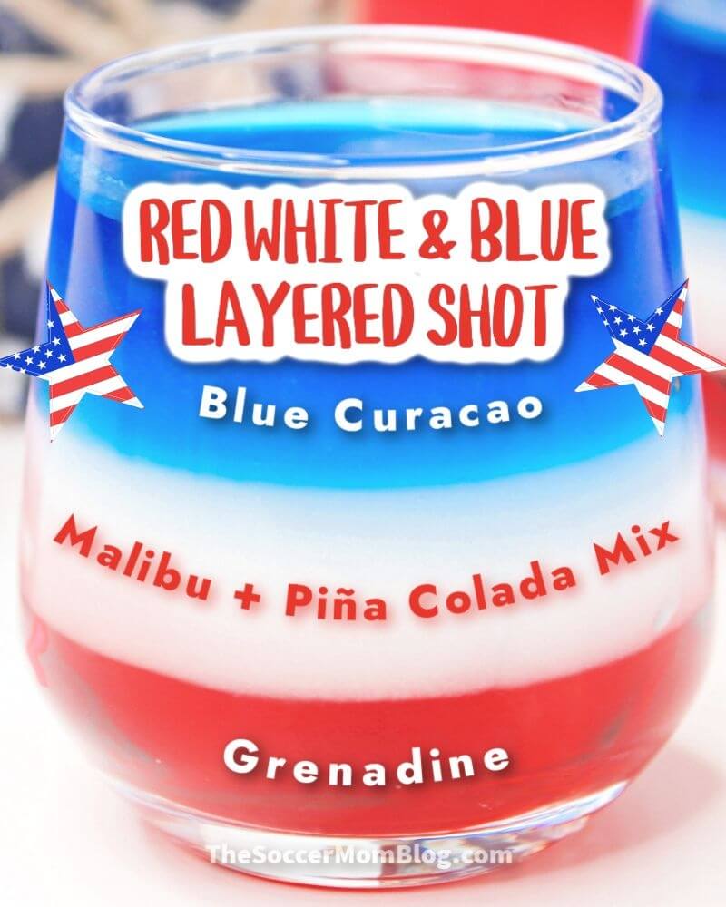 red white and blue drink with ingredients overlay on image